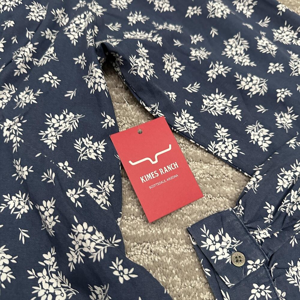 Kimes Ranch Dress Womens XXL Blue Georgina Floral V Neck Belted Western - Picture 4 of 16